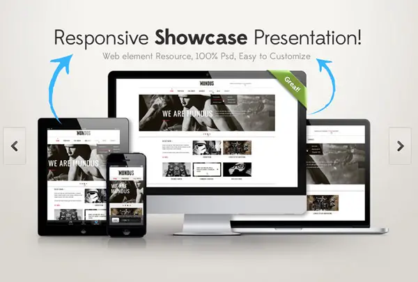 Responsive Showcase PSD Free Mockup Templates UI Designs