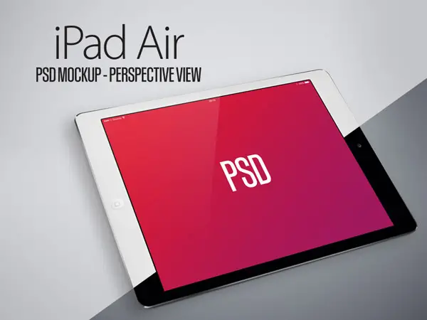iPad Air PSD Mockup Perspective View Black & White