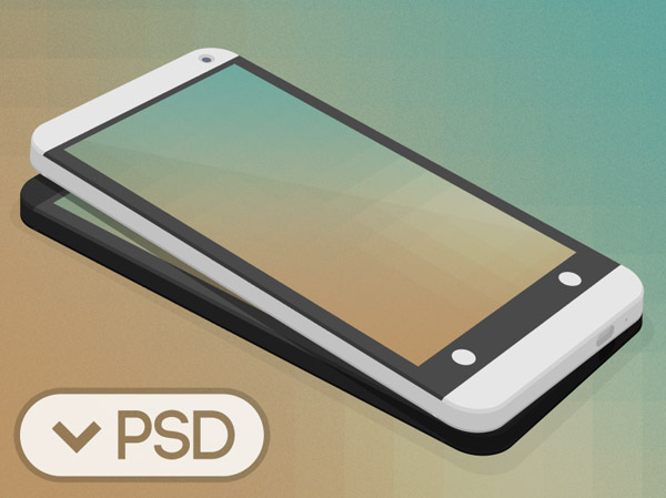 Flat HTC One 3D Mockup Freebie