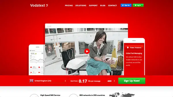 Vodatext red website design