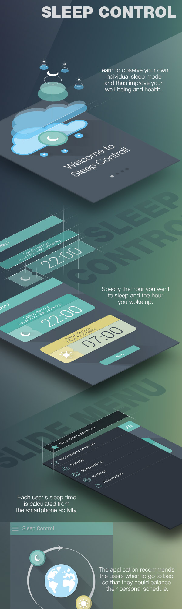 Sleep Control by Tubik Manufactory UI/UX Design Presentations