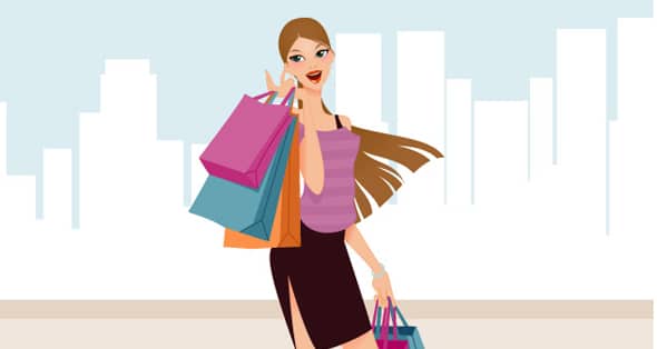 Fashion Shopping Girls Vector Art