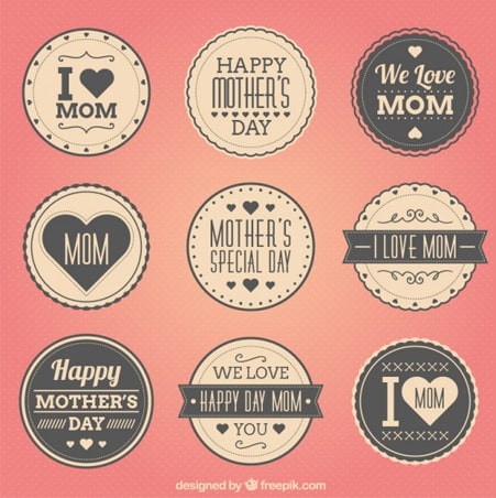 Retro mothers day badges