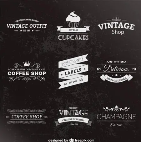 Retro style labels pack