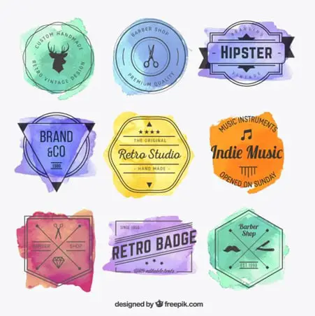Watercolor hispter badges