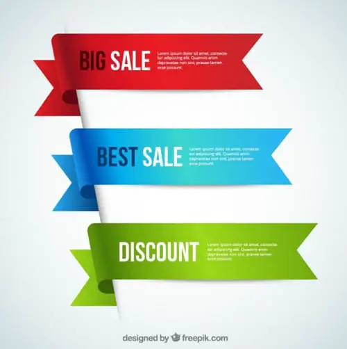 Discount banners style Ribbon Vector Freebies