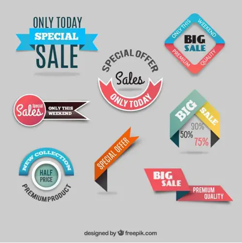 Discount labels collection Ribbon Vector Freebies 