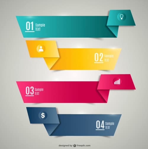 Origami banners Ribbon Vector Freebies
