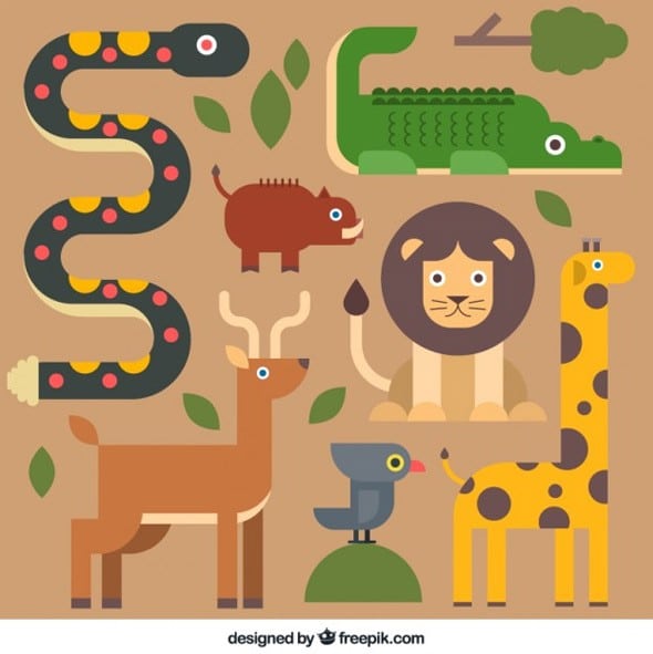 Cute animals flat design