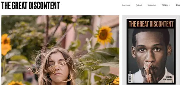 The Great Discontent editorial website design 