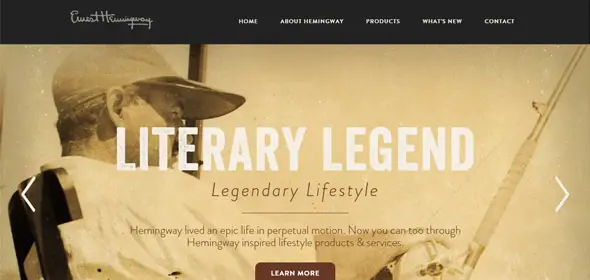 Ernest Hemingway Collection Masculine Website Designs