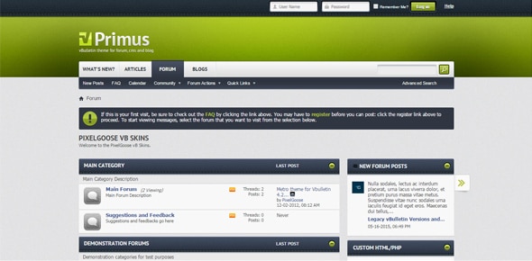 Primus Forum Website Themes