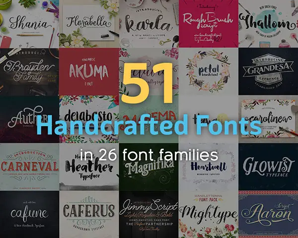 Black Friday: Huge Bundle with Amazingly Cool Fonts (51 handcrafted fonts, 26 font families – $28 only)
