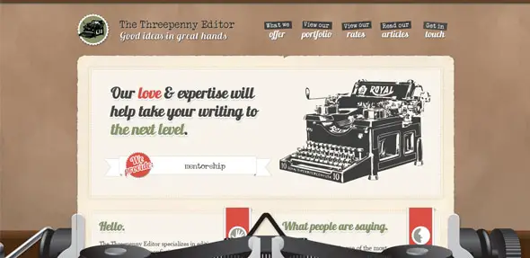 Three penny editor Retro Style Website Designs