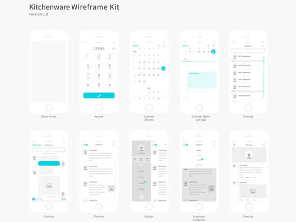 Kitchenware Wireframe Kit