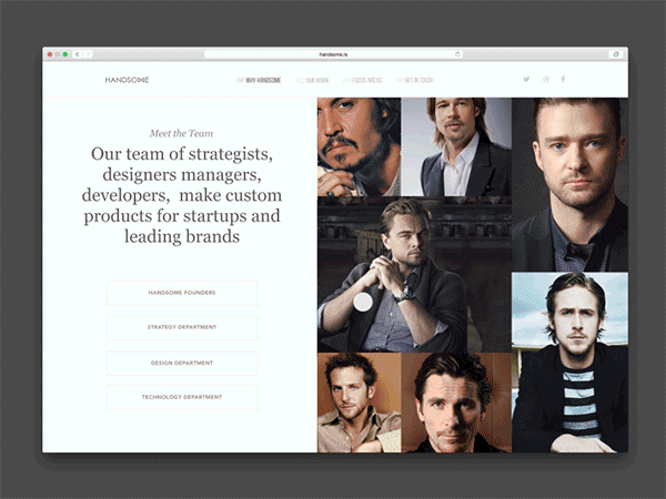 Handsome Site Team Page UI Interaction Design