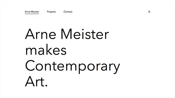Arne Meister Contemporary Art minimal web design