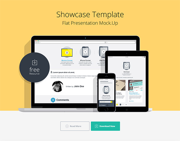 Flat Responsive Showcase PSD