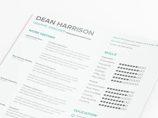 Free Simple Resume by Dean Harrison