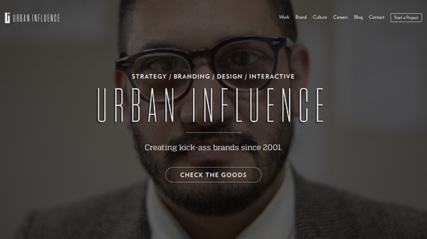 Urban Influence modern splash pages