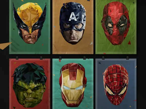 Polygon Marvel Heroes Poster Design
