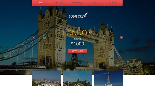 10. free html5 template for a travel blog