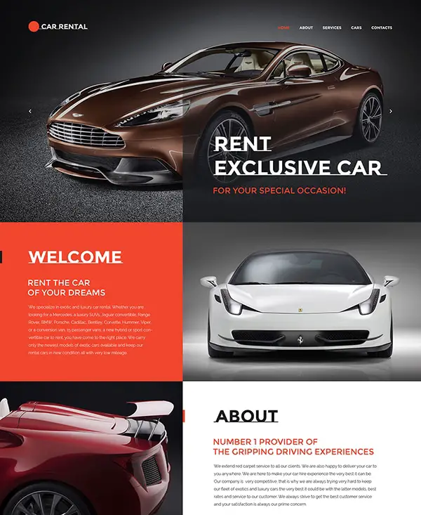 45. 1 car rental html5 website template