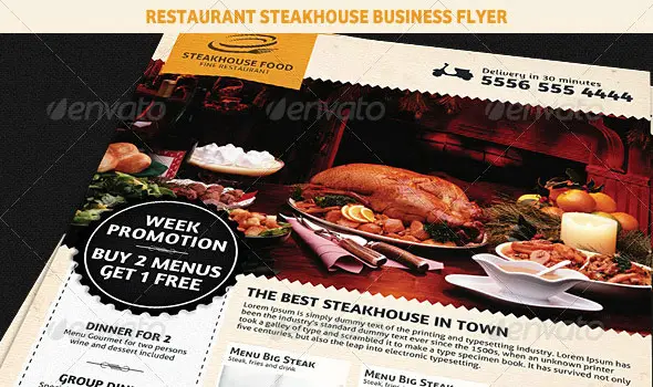 Restaurant SteakHouse Advertising Business Flyer