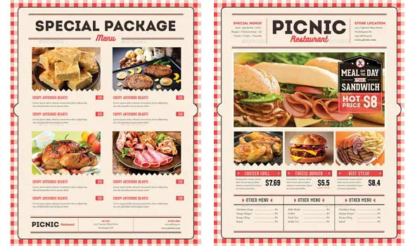 Retro flyer menu food restaurant