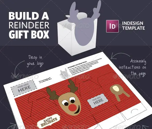 Build A Reindeer Holiday Gift Box Template