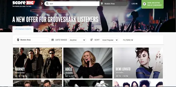 Grooveshark Search Page Design