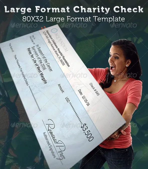 Large Format Charity Check Template