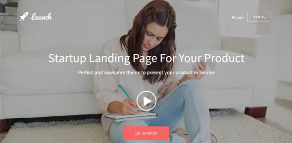 Launch - Startup Landing Page Bootstrap WP Theme
