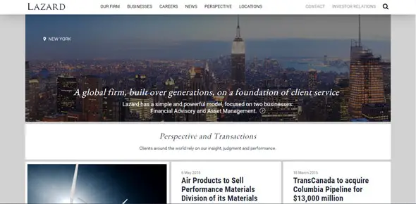 Lazard Financial Website Designs
