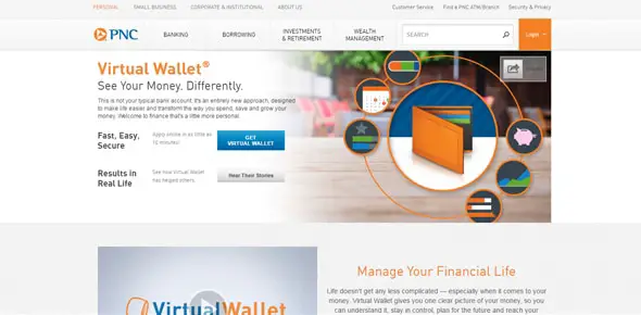 PNC Virtual Wallet Financial Website Designs