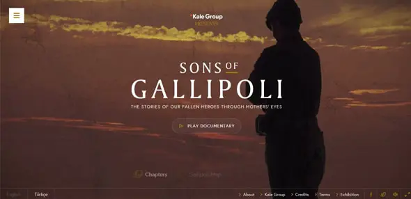 Vidéos d'introduction de Sons of Gallipoli dans la conception Web