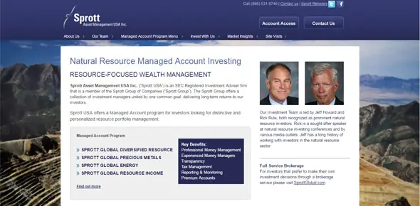 Sprott Financial Website Designs