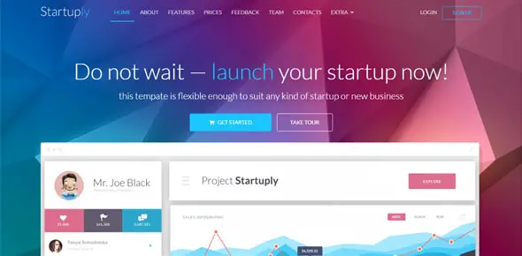 Startuply - Responsive Startup Website Framework Kit startup website designs