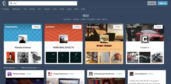Tumblr Search Page Designs