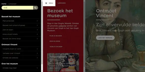 Van Gogh Museum Search Page Design