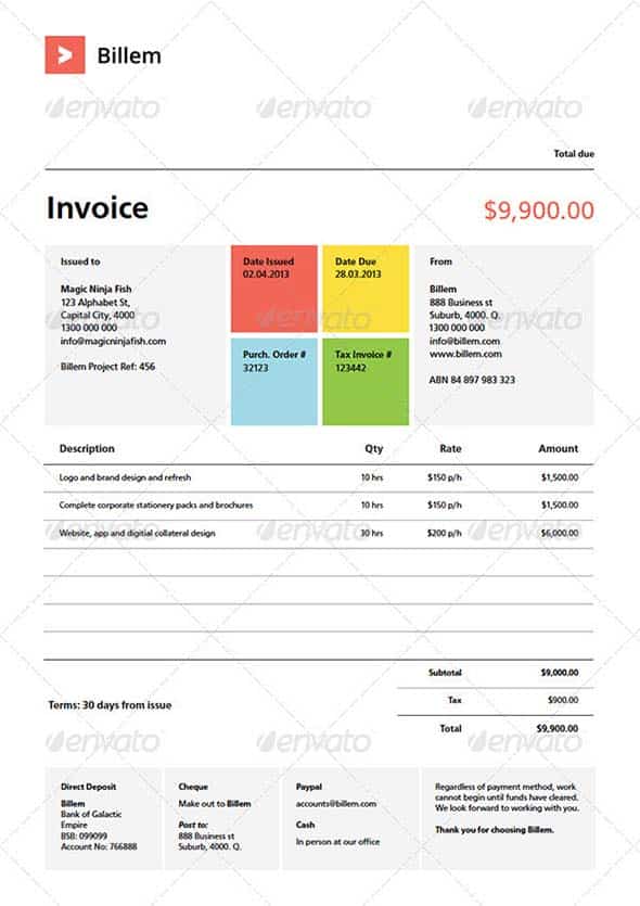 best invoice template excel