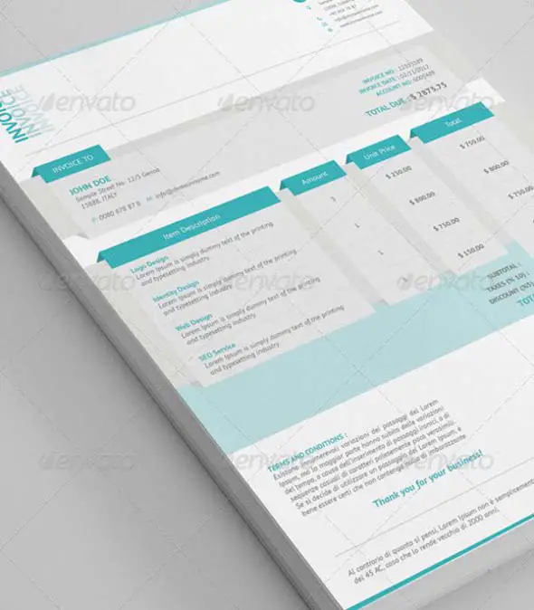 11 Commercial Invoice Template – InDesign and MS Word Doc