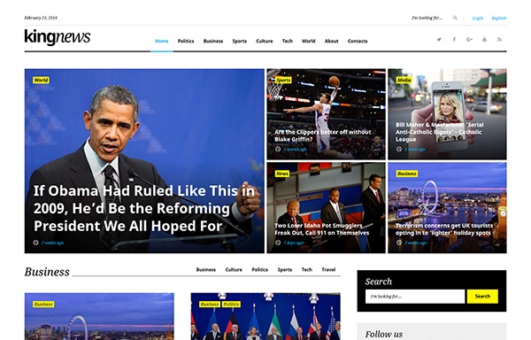 12.KingNews Bootstrap WordPress theme