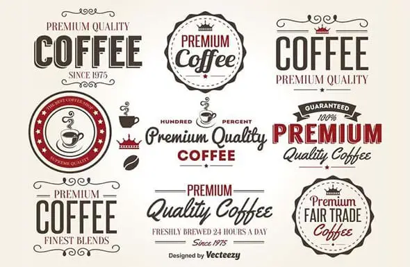 14 Retro Coffee Label Vectors