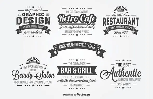 17 Retro Typography Label Vectors