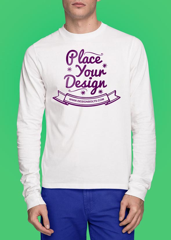 18 Long Sleeve T-Shirt (front & back) Mockup