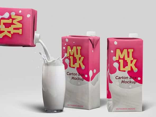 19 Milk Carton Box Mockup
