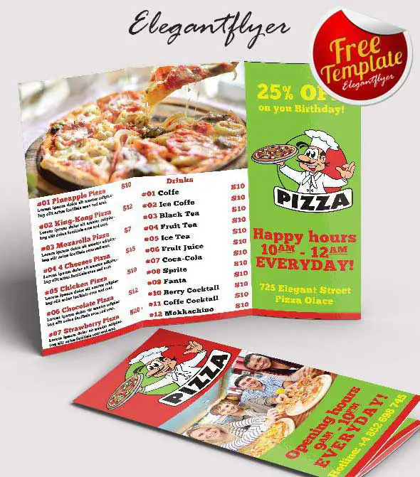 2 Free Tri Fold Pizza Place Brochure