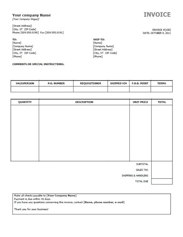 2 Simple Invoice Template For MS Word – Free