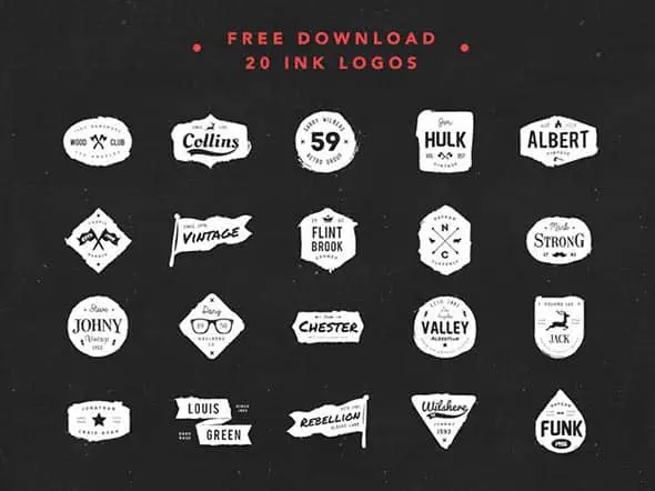 20 Free Ink Logos free vintage logo kits